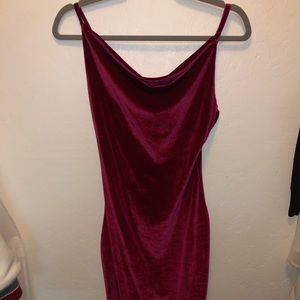Burgundy Velvet Midi Dress
